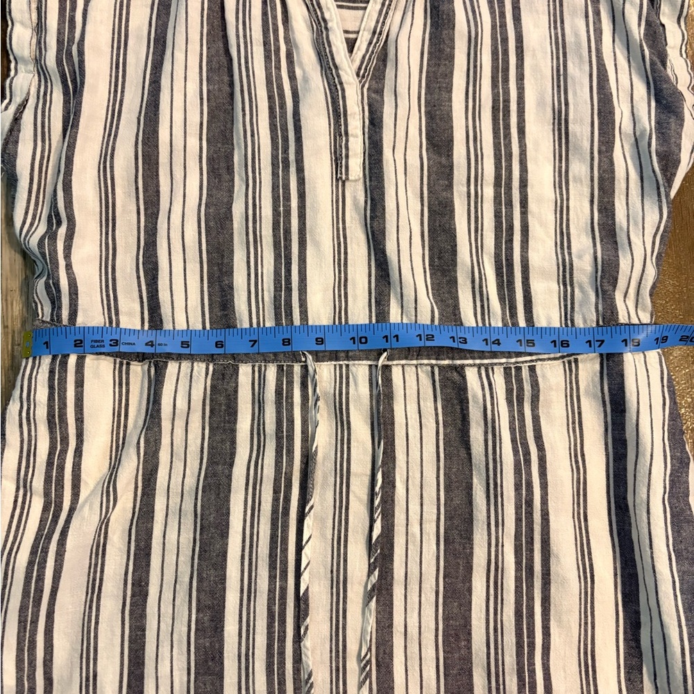 Time and Tru Navy and White Striped Linen-Blend Dress - Picture 8 of 10